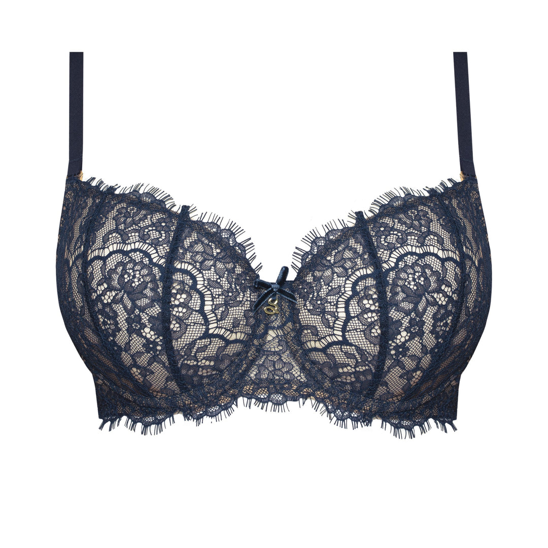 lace bra, full bust, Polish, eyelash lace, blue