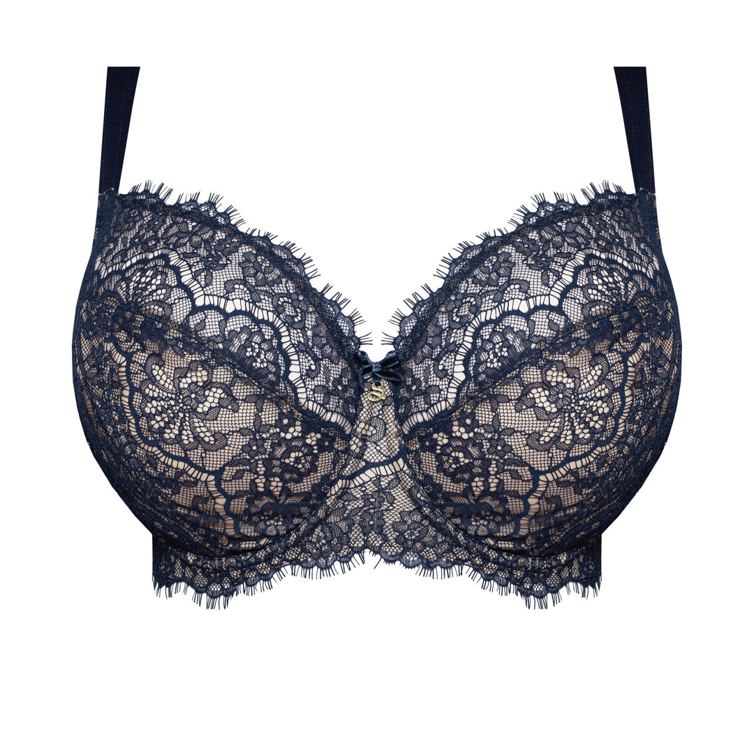 lace bra, eyelash lace, full bust, plus, blue