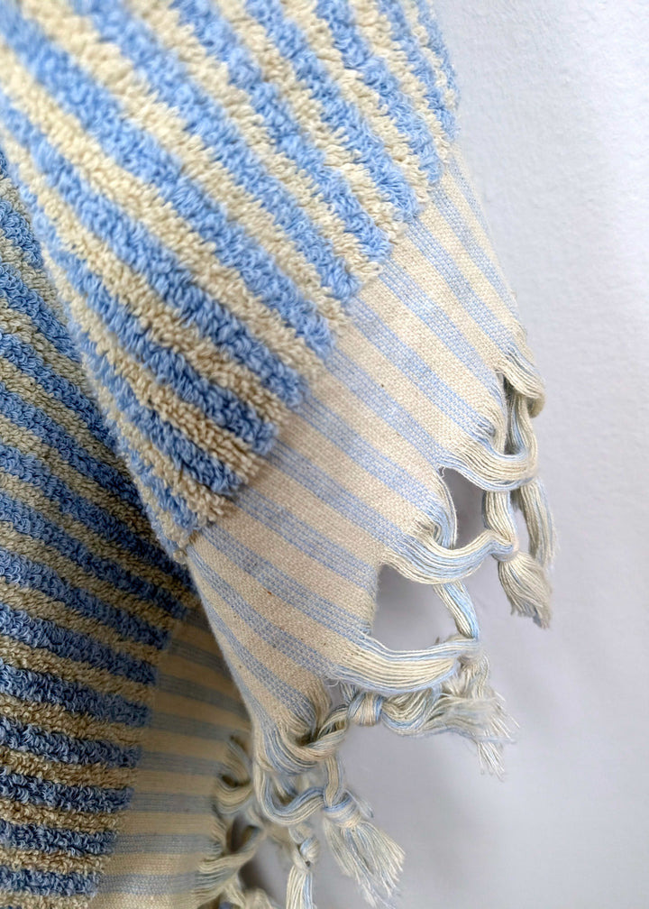 Linea Collection – Oversized Turkish Cotton Bath Towel with Tonal Stripes and Tassels