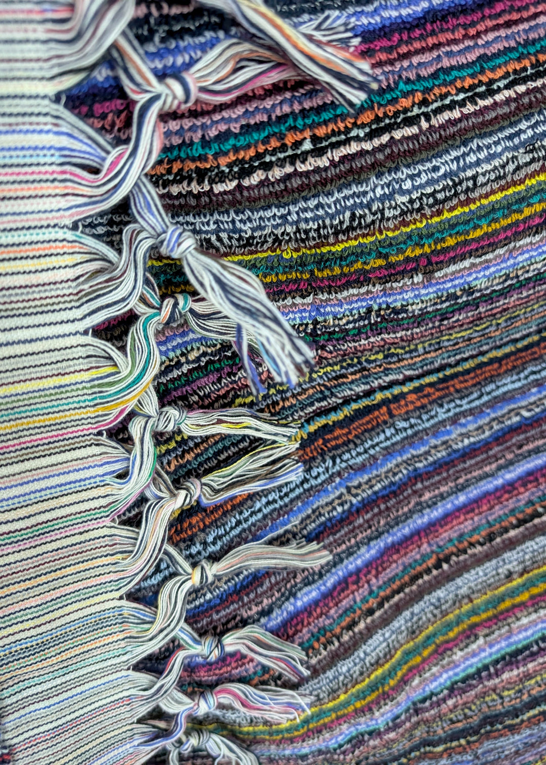 Linea Collection – Oversized Turkish Cotton Bath Towel with Tonal Stripes and Tassels