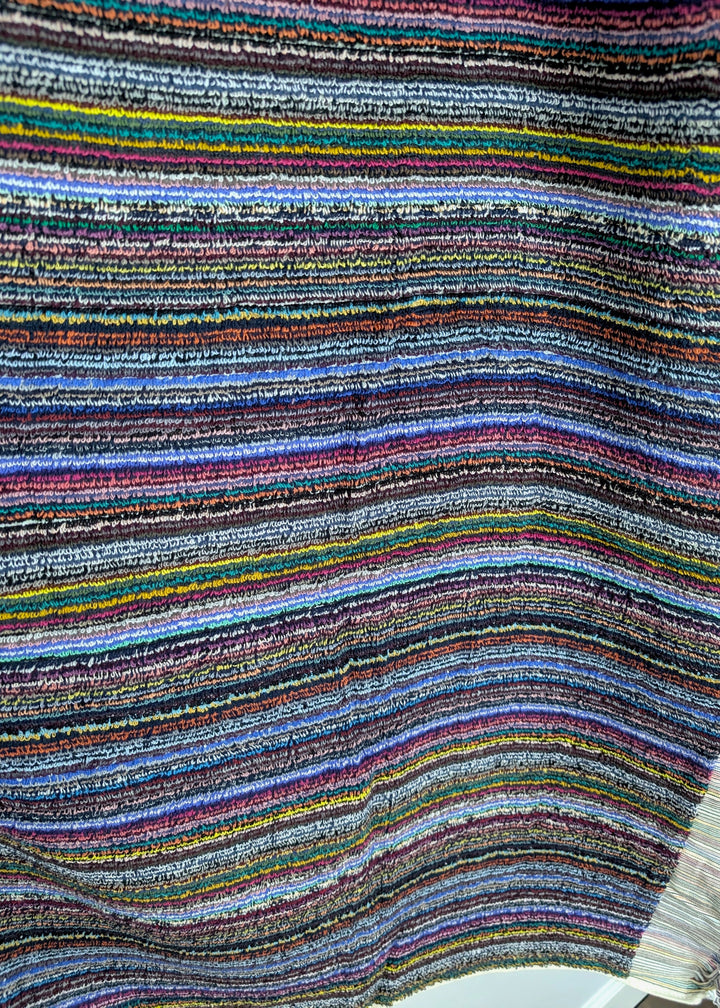 Linea Collection – Oversized Turkish Cotton Bath Towel with Tonal Stripes and Tassels