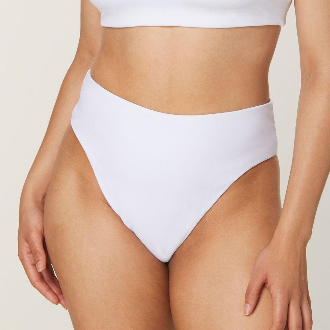 The 90s High Waist Bikini Bottom - Eco Nylon - White