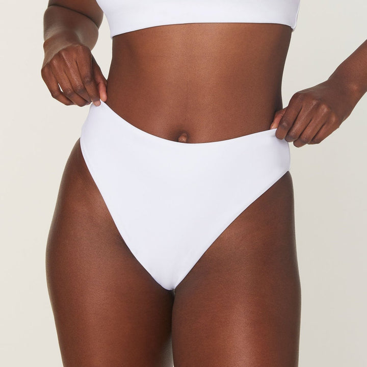 The 90s High Waist Bikini Bottom - Eco Nylon - White