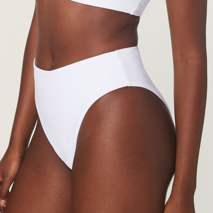 The 90s High Waist Bikini Bottom - Eco Nylon - White