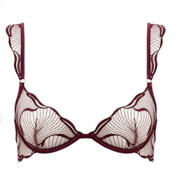 Marabel Embroidered Sheer Bra and Panty Set | Cherry Lacquer