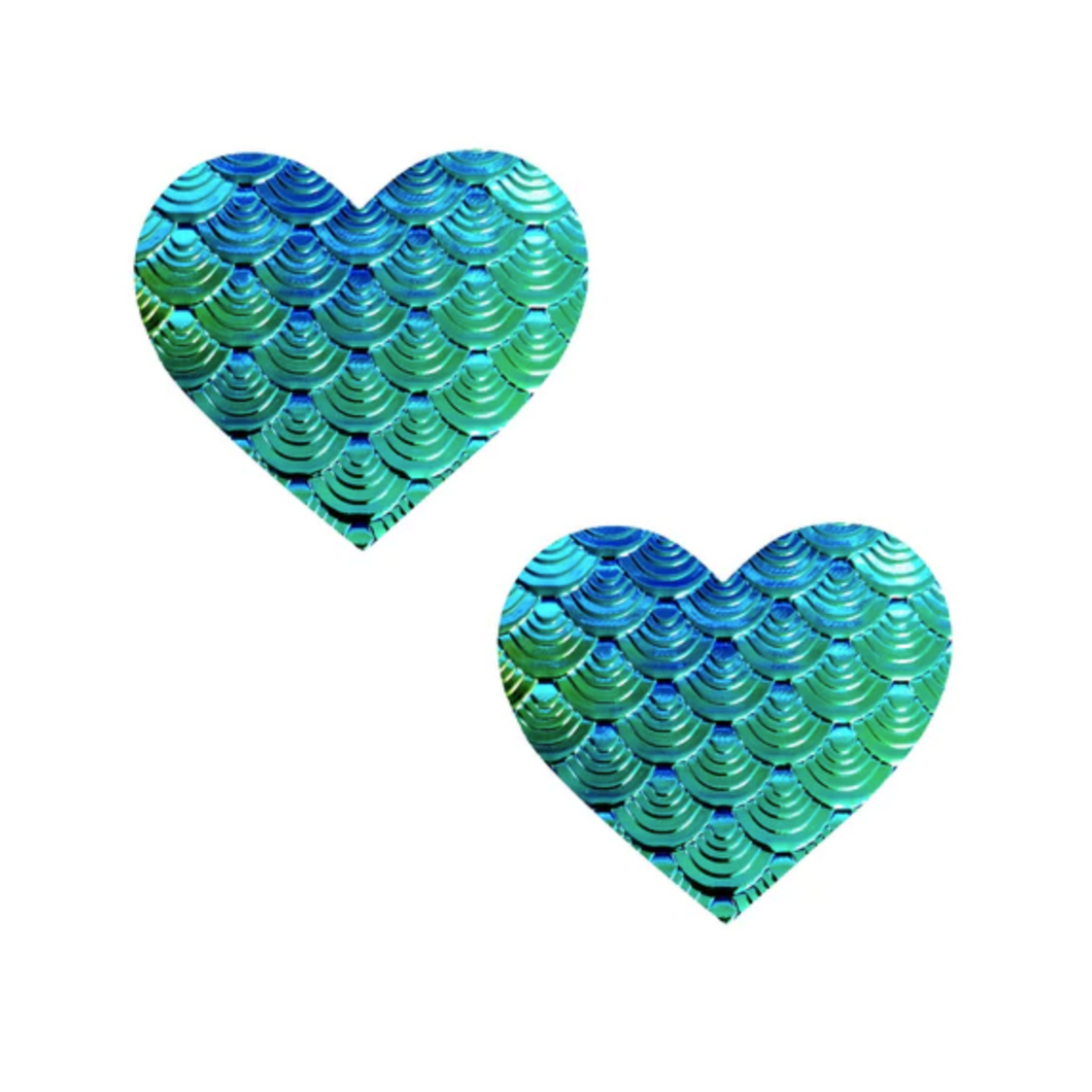 Space Mermaid Holographic Hearts Nipple Cover Pasties