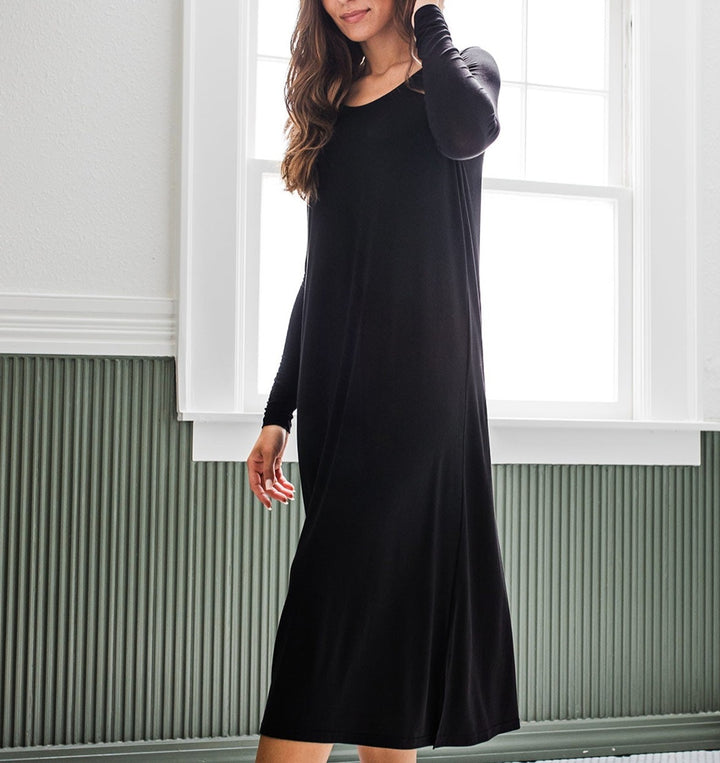 Neesha Scoop Neck Long Sleeve Bamboo Nightgown