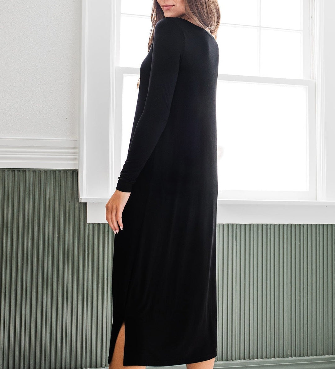 Neesha Scoop Neck Long Sleeve Bamboo Nightgown