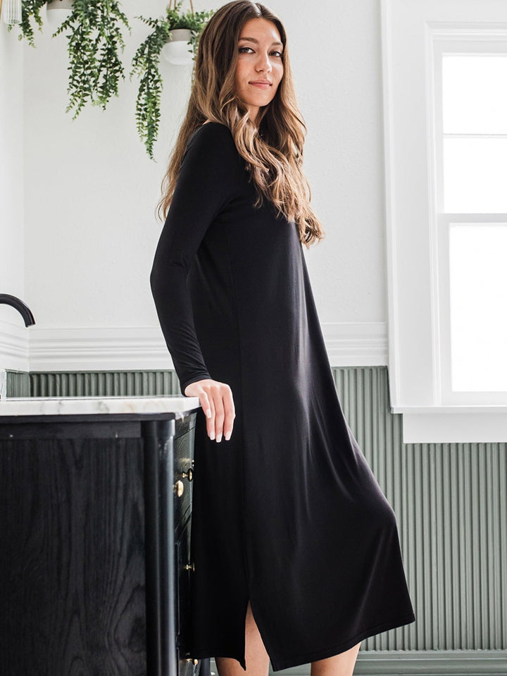 Neesha Scoop Neck Long Sleeve Bamboo Nightgown