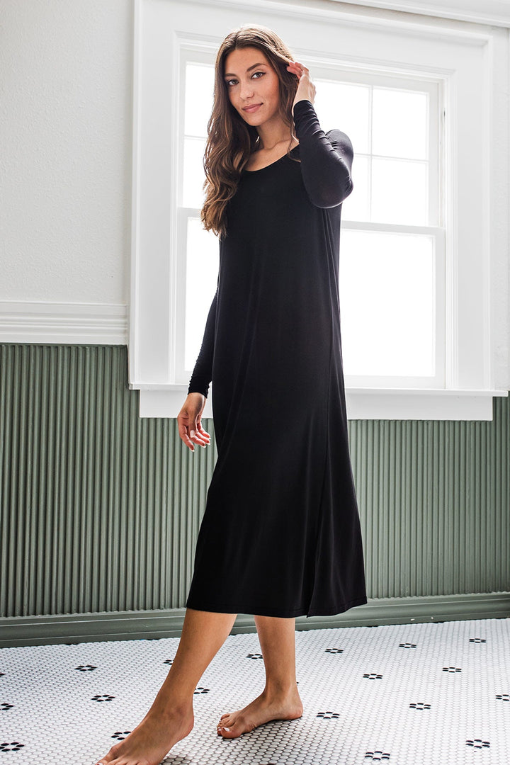 Neesha Scoop Neck Long Sleeve Bamboo Nightgown