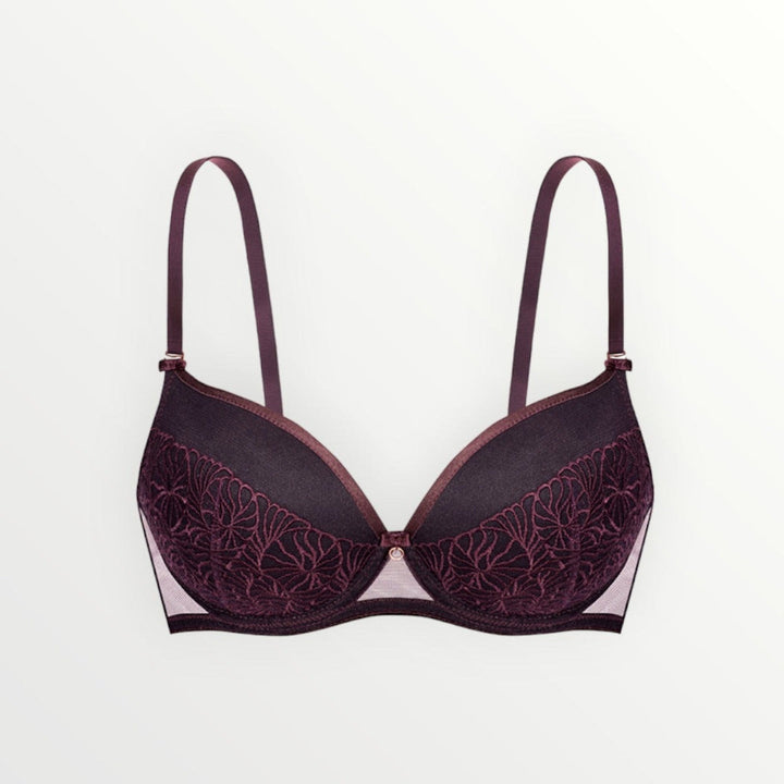 Nipplex Daisy Push Up Bra in Aubergine color