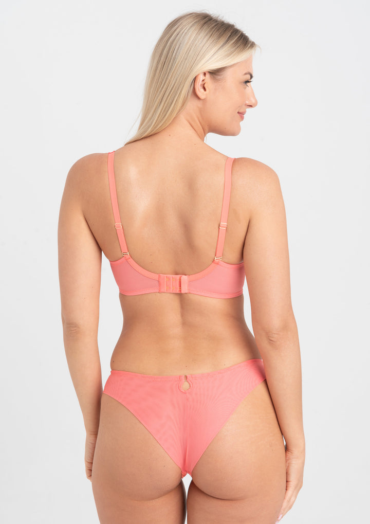 Samanta Polish full bust Perla half cup bra and brazilian panty set rear