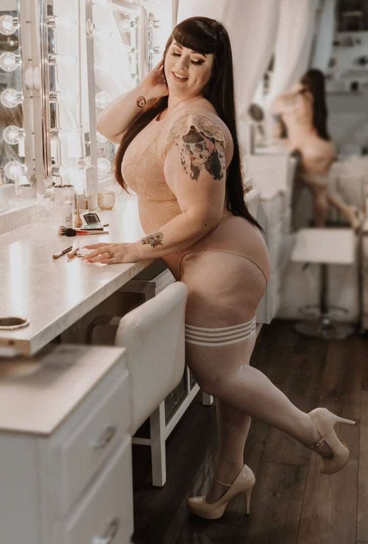 Ashley: Whatever Your Whimsy, Wedding to White Party Thigh Highs. Petite to Plus Size