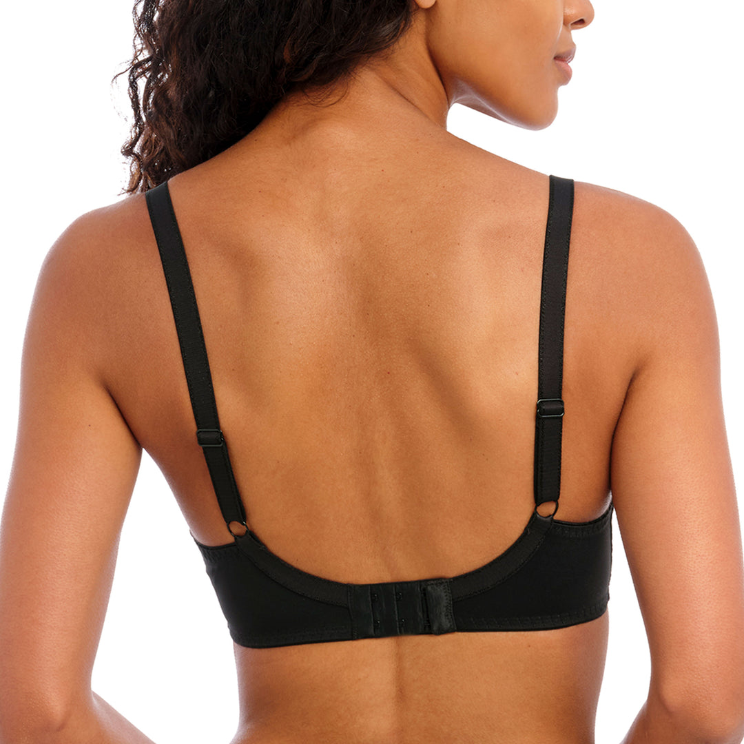 Freya full bust Black bra back view worn by a model on a white background