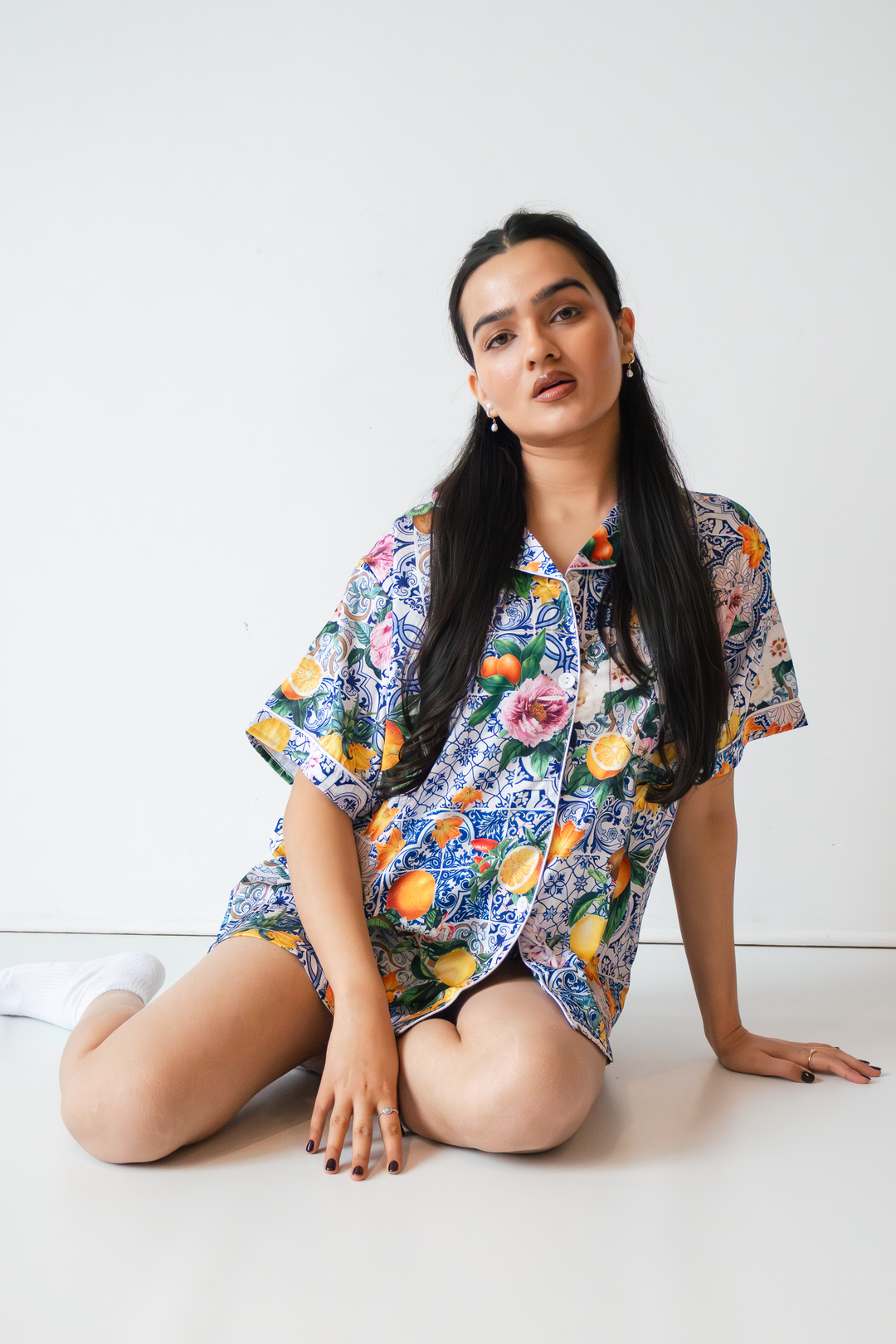 Sicilian Fruit Satin Pajamas