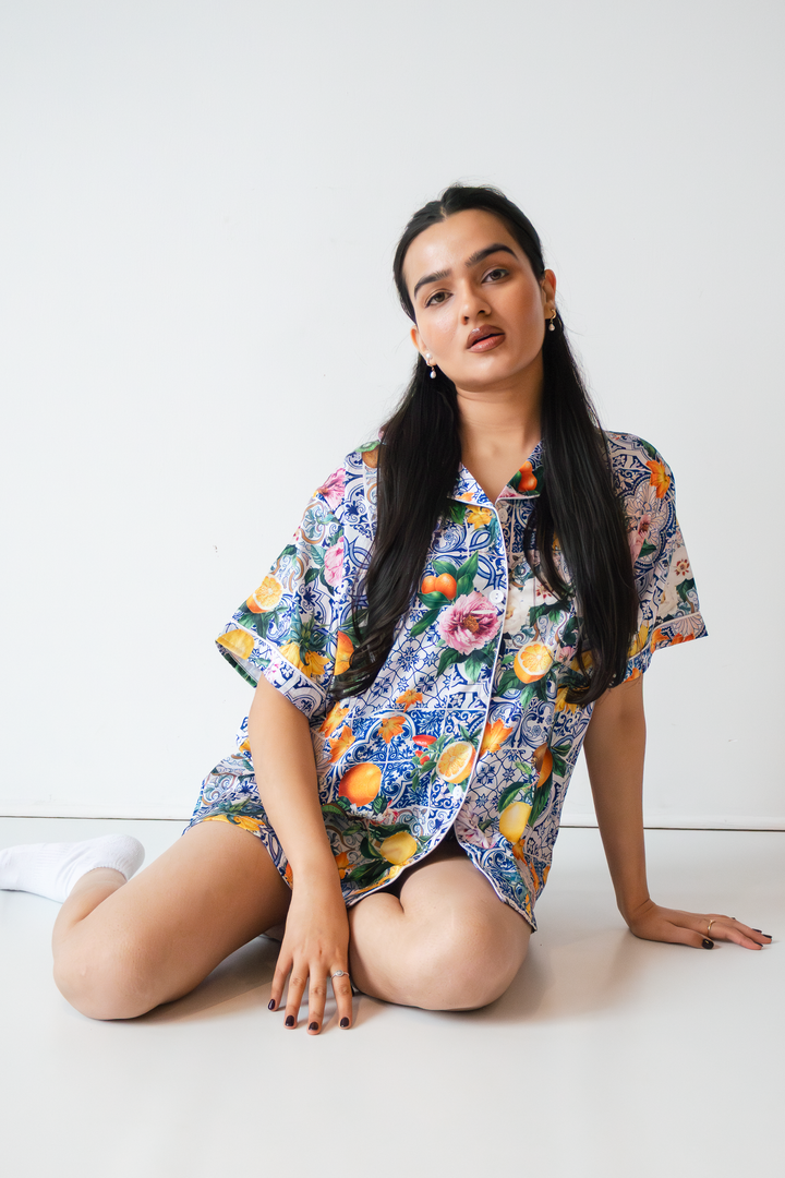 Sicilian Fruit Satin Pajamas