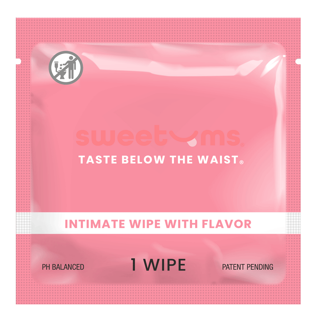 Sweetums Cherry Flavored Personal Intimate Wipe, PH Balanced, Single Pack