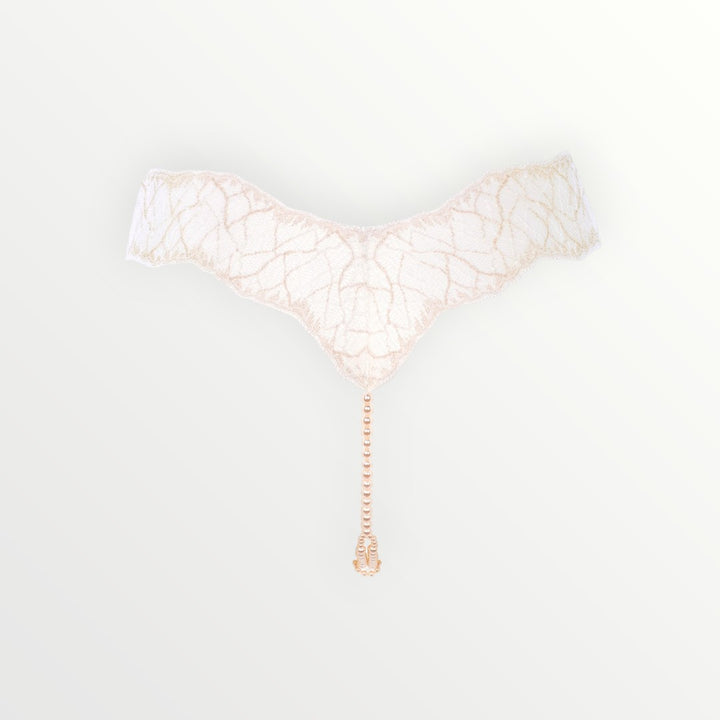 Sydney Double Pearl Low Rise Thong | White