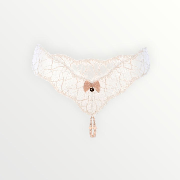 Sydney Double Pearl Low Rise Thong | White