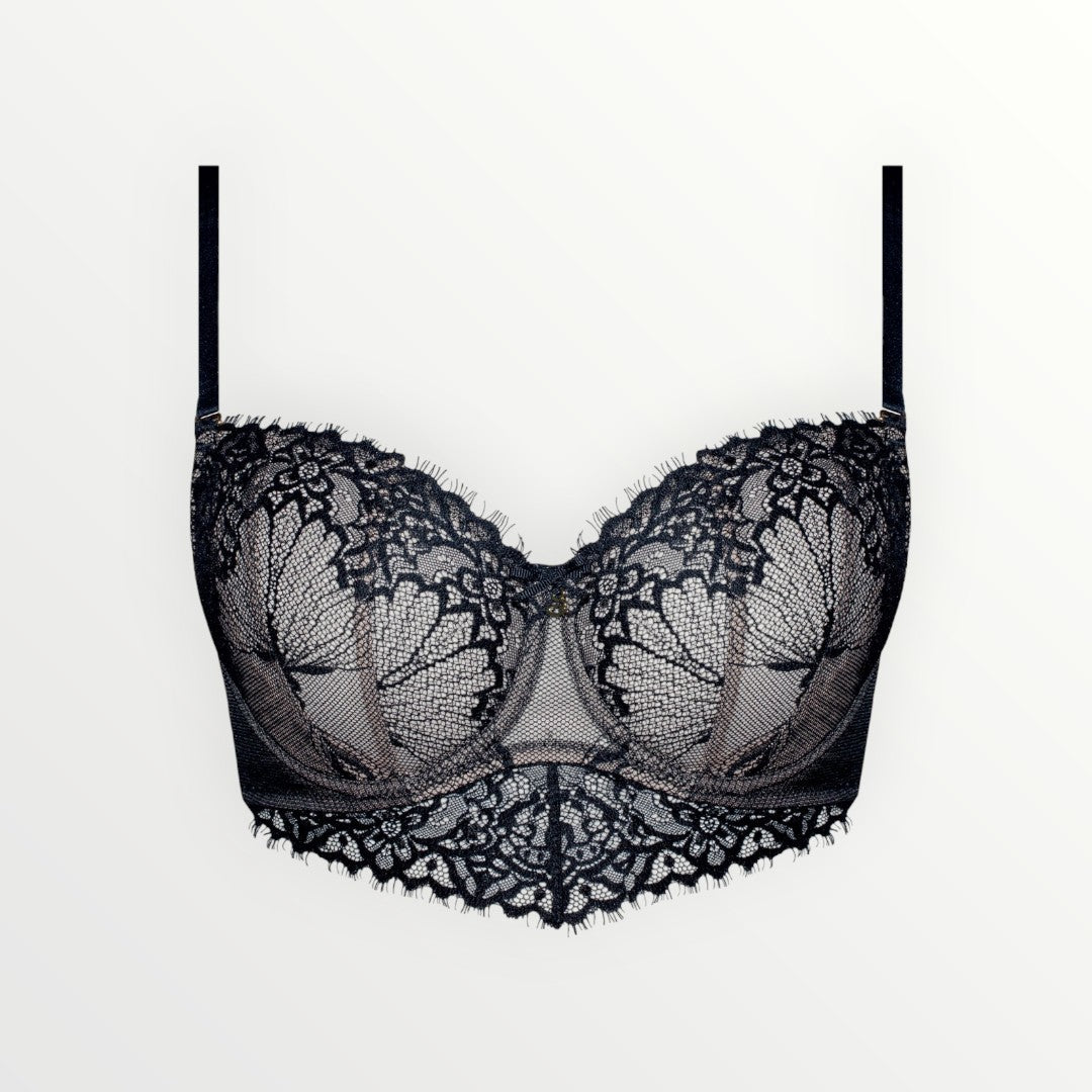 longline, black, full bust, sexy, classic, Polish, eyelash lace
