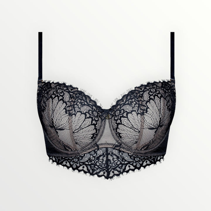 longline, black, full bust, sexy, classic, Polish, eyelash lace