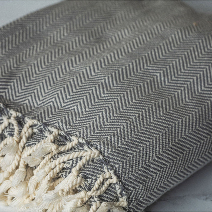 Chevron Turkish Throw with Tassels | Turkish Blanket