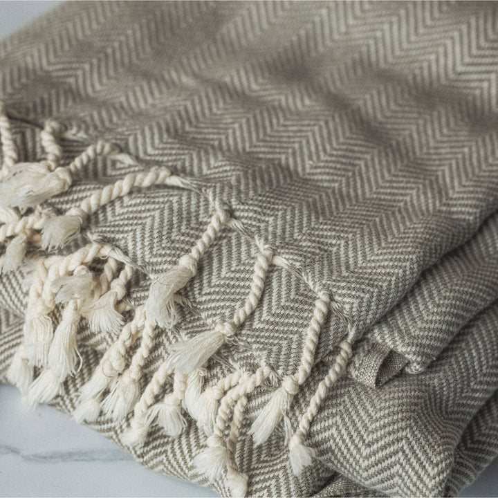 Chevron Turkish Throw with Tassels | Turkish Blanket