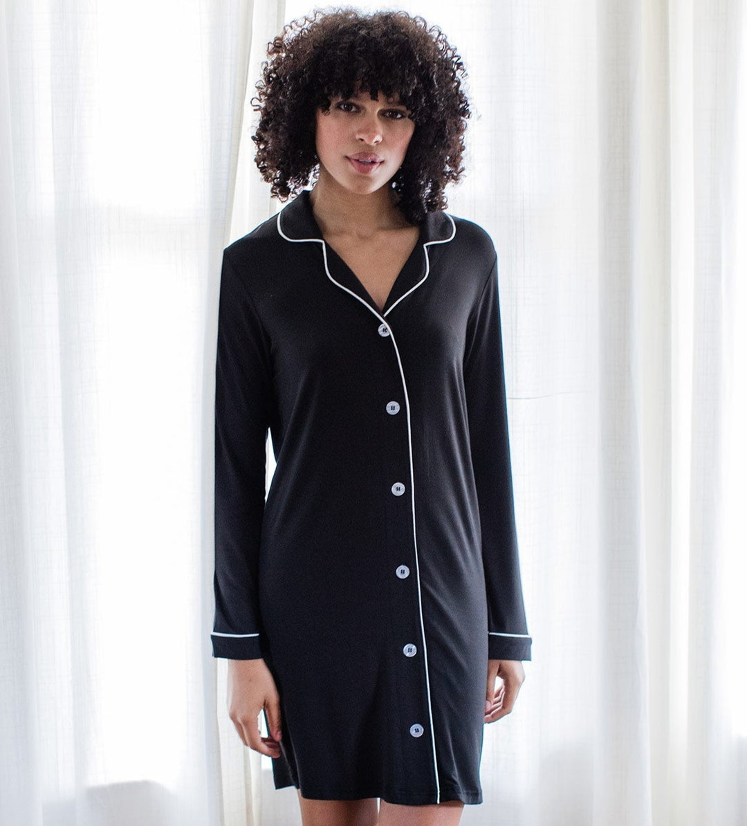 Amber Classic Button Front Bamboo Nightshirt