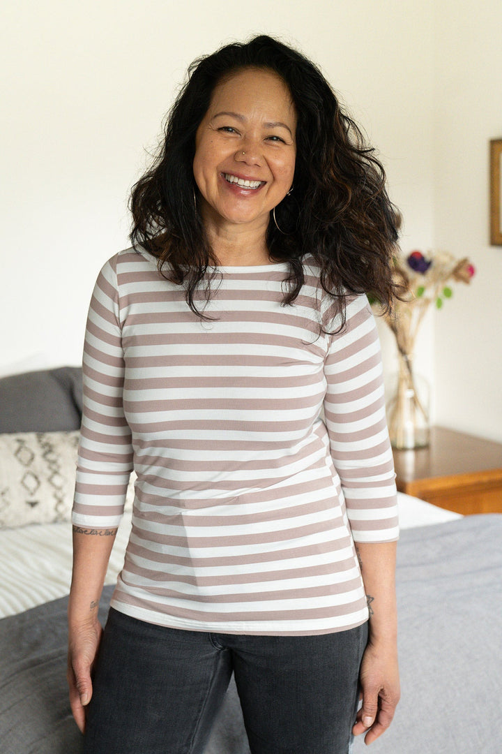 Kai Boatneck 3/4 Sleeve Relaxed Fit Bamboo Tee Shirt