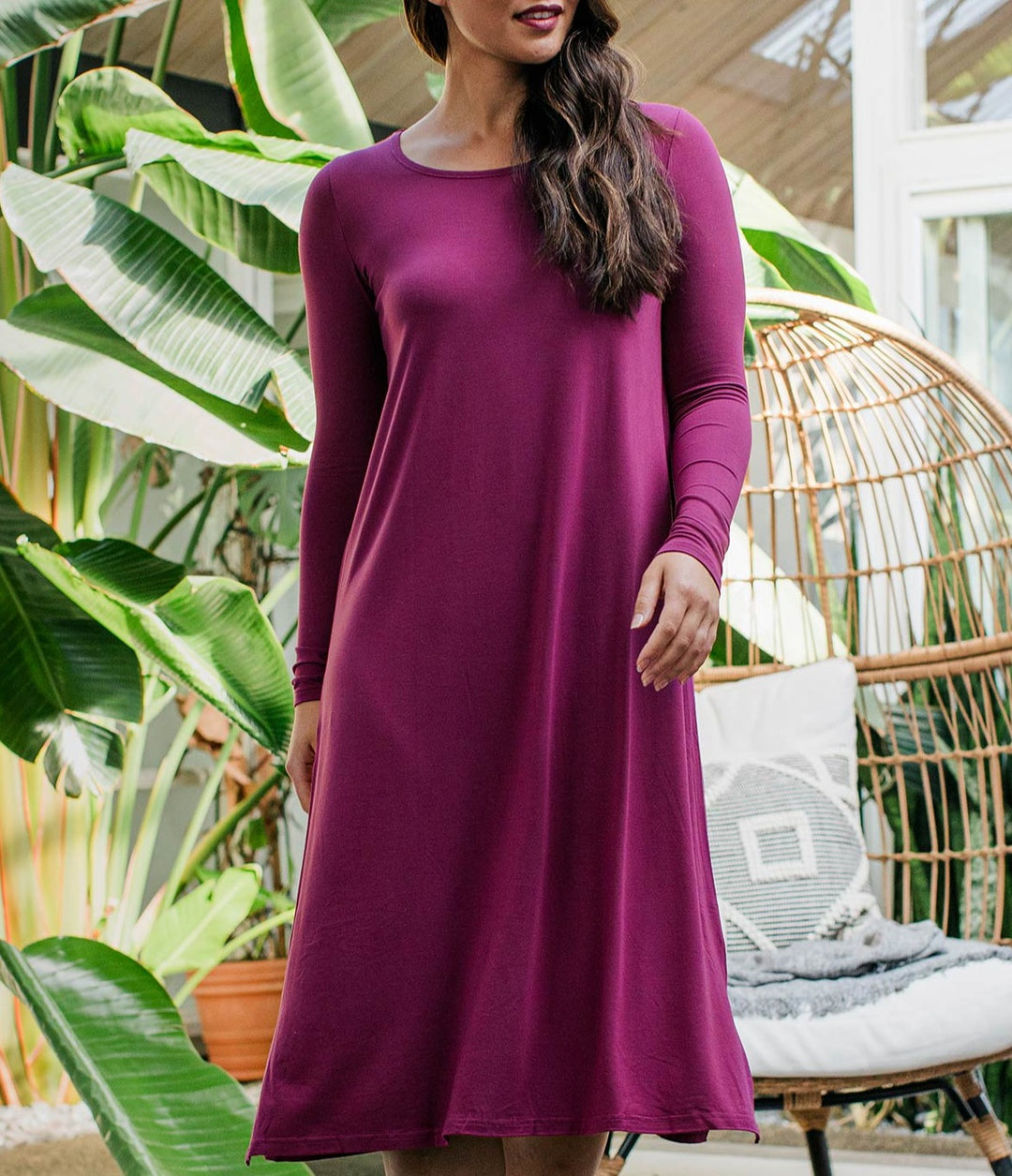 Neesha Scoop Neck Long Sleeve Bamboo Nightgown