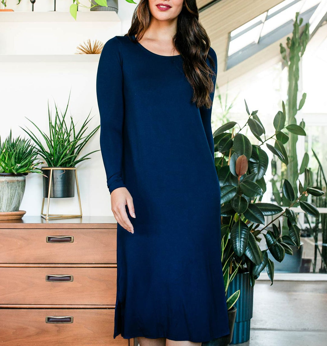 Neesha Scoop Neck Long Sleeve Bamboo Nightgown