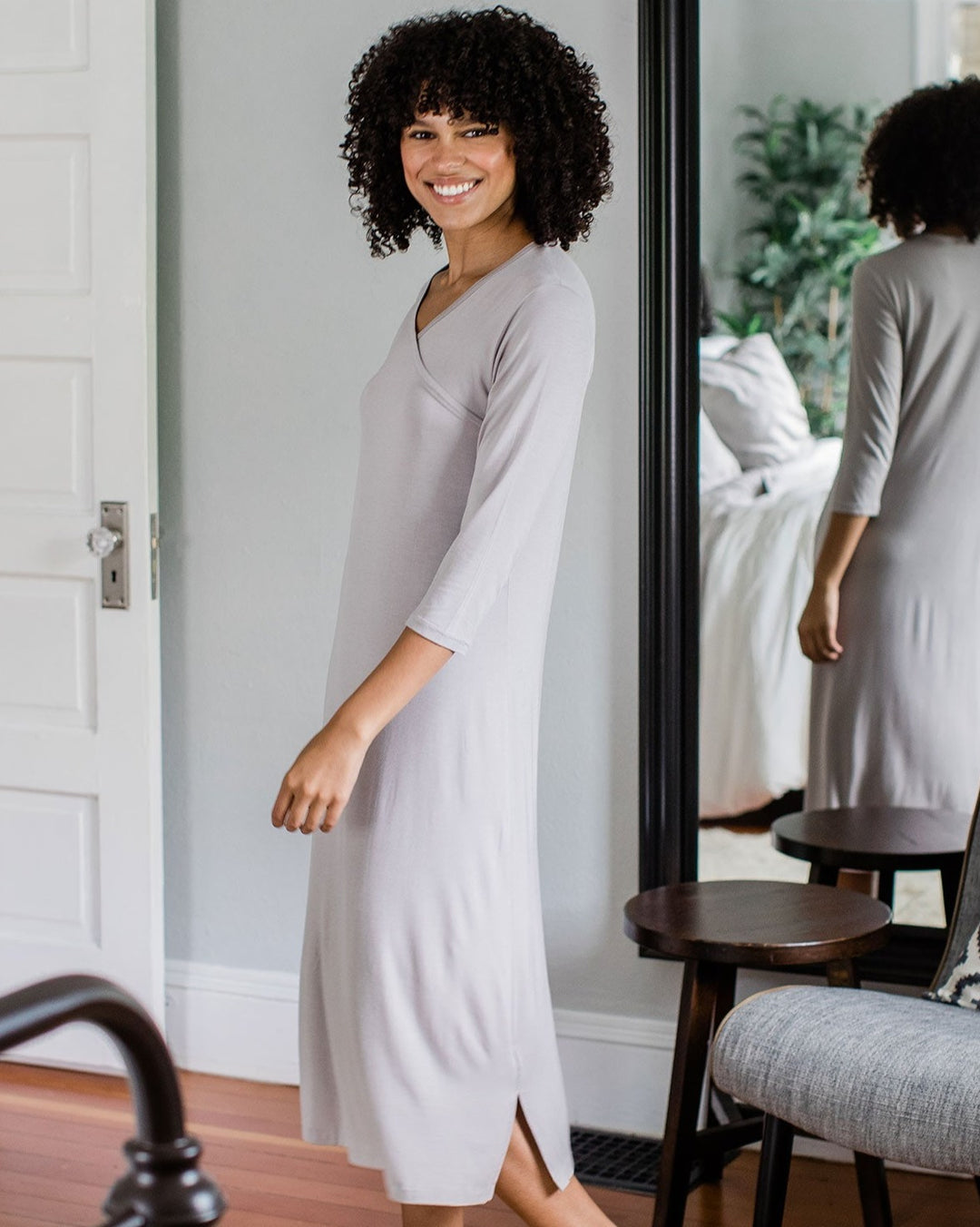 Haley Crossover Front 3/4 Sleeve Bamboo Nightgown