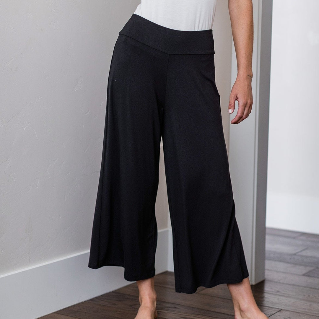 Jaden Wide Leg Cropped Bamboo Pant