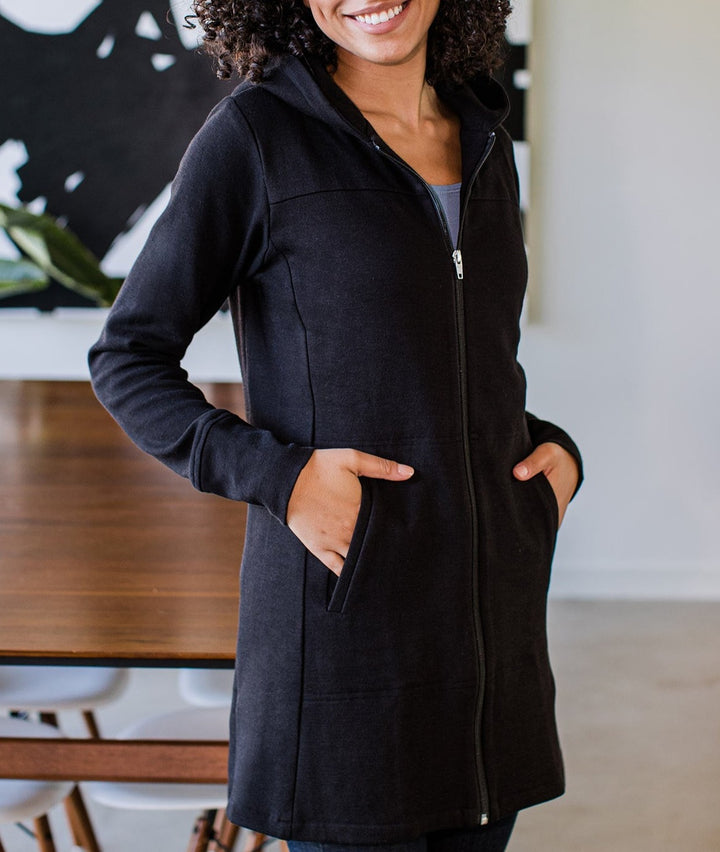 Jemma Zip-Up Long Bamboo & Organic Cotton Sweatshirt Hooded Jacket