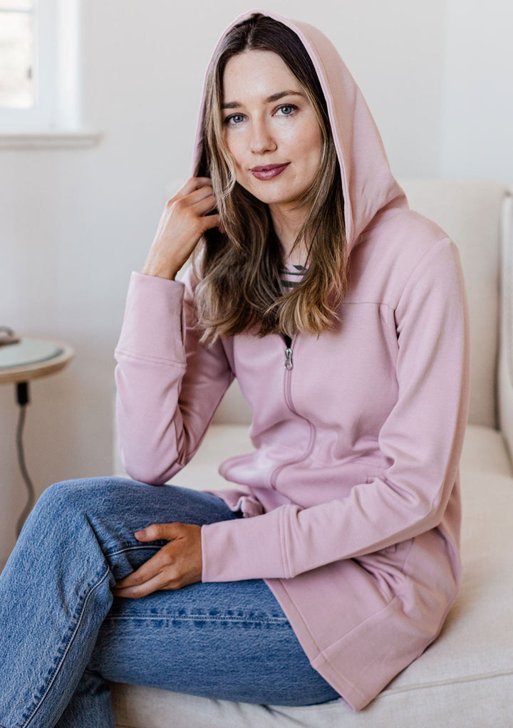 Jemma Zip-Up Long Bamboo & Organic Cotton Sweatshirt Hooded Jacket