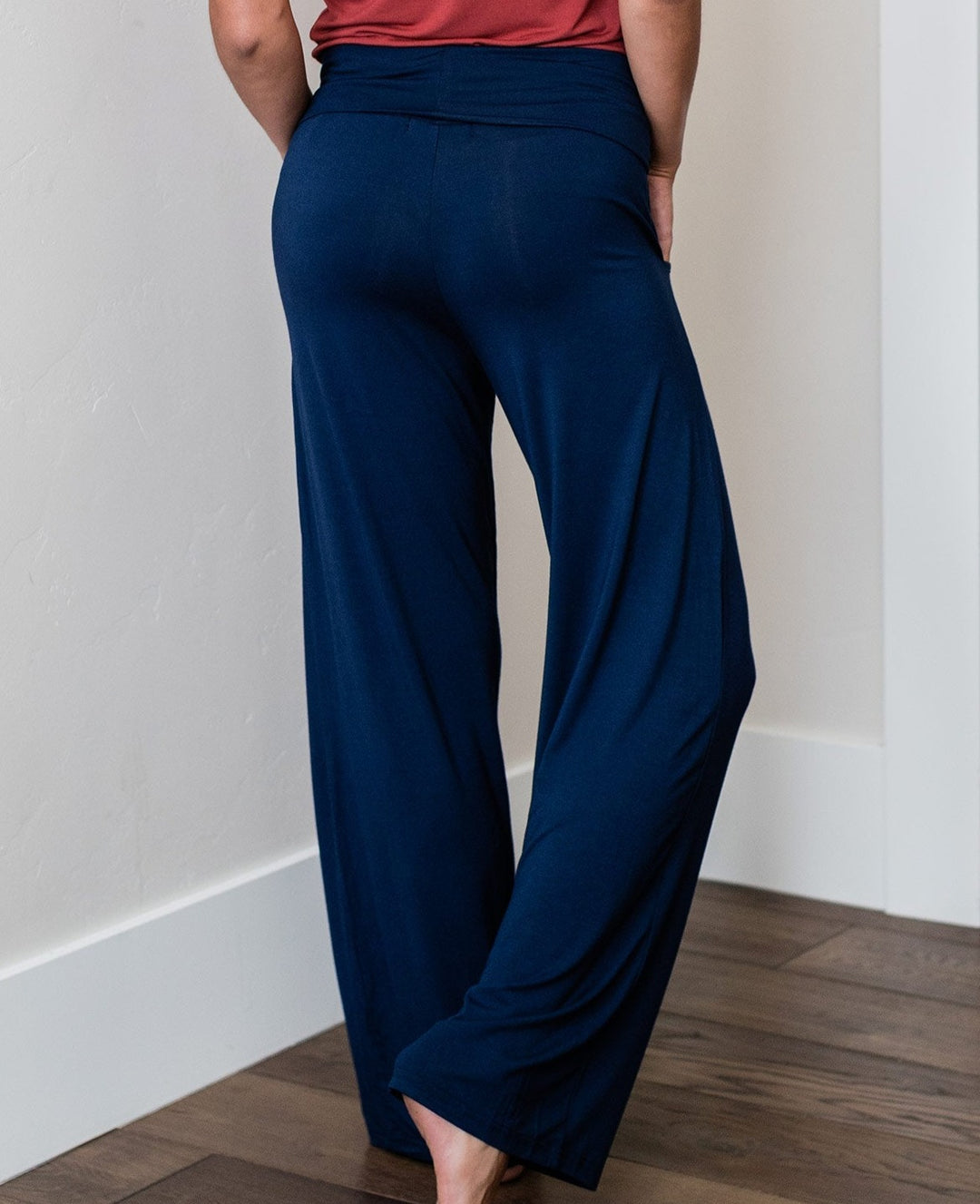 Kayla Wide Leg Foldover Waist Bamboo Pant