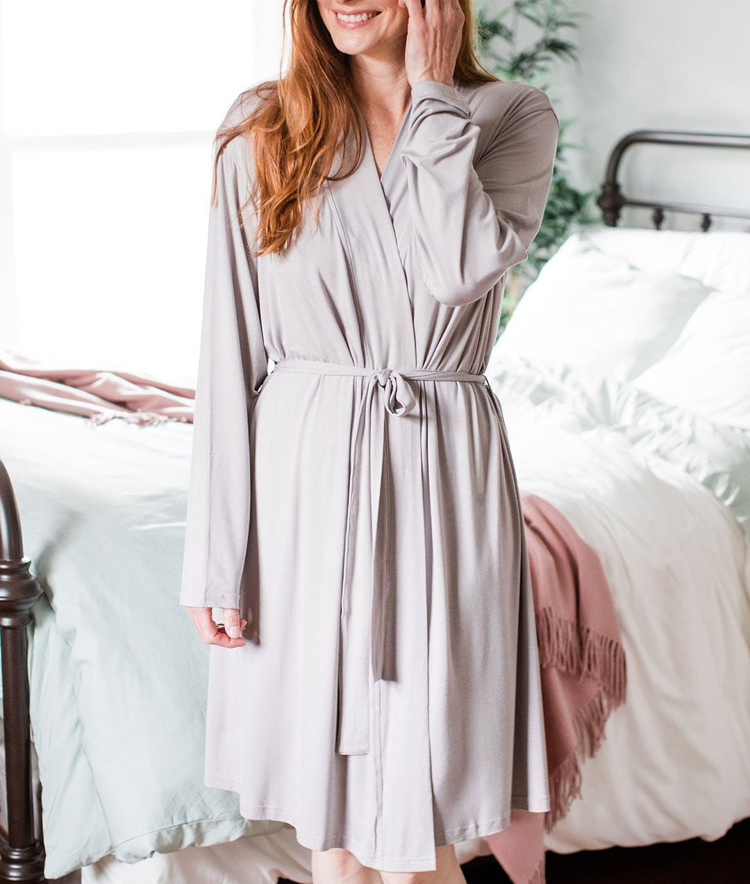 Serenity Long Sleeve Short Belted Bamboo Robe