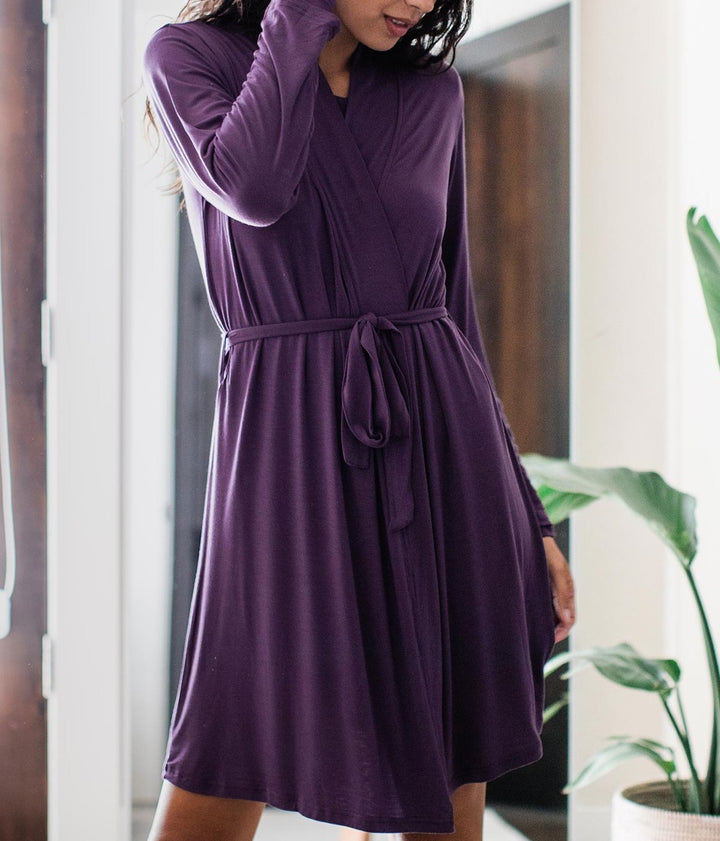 Serenity Long Sleeve Short Belted Bamboo Robe