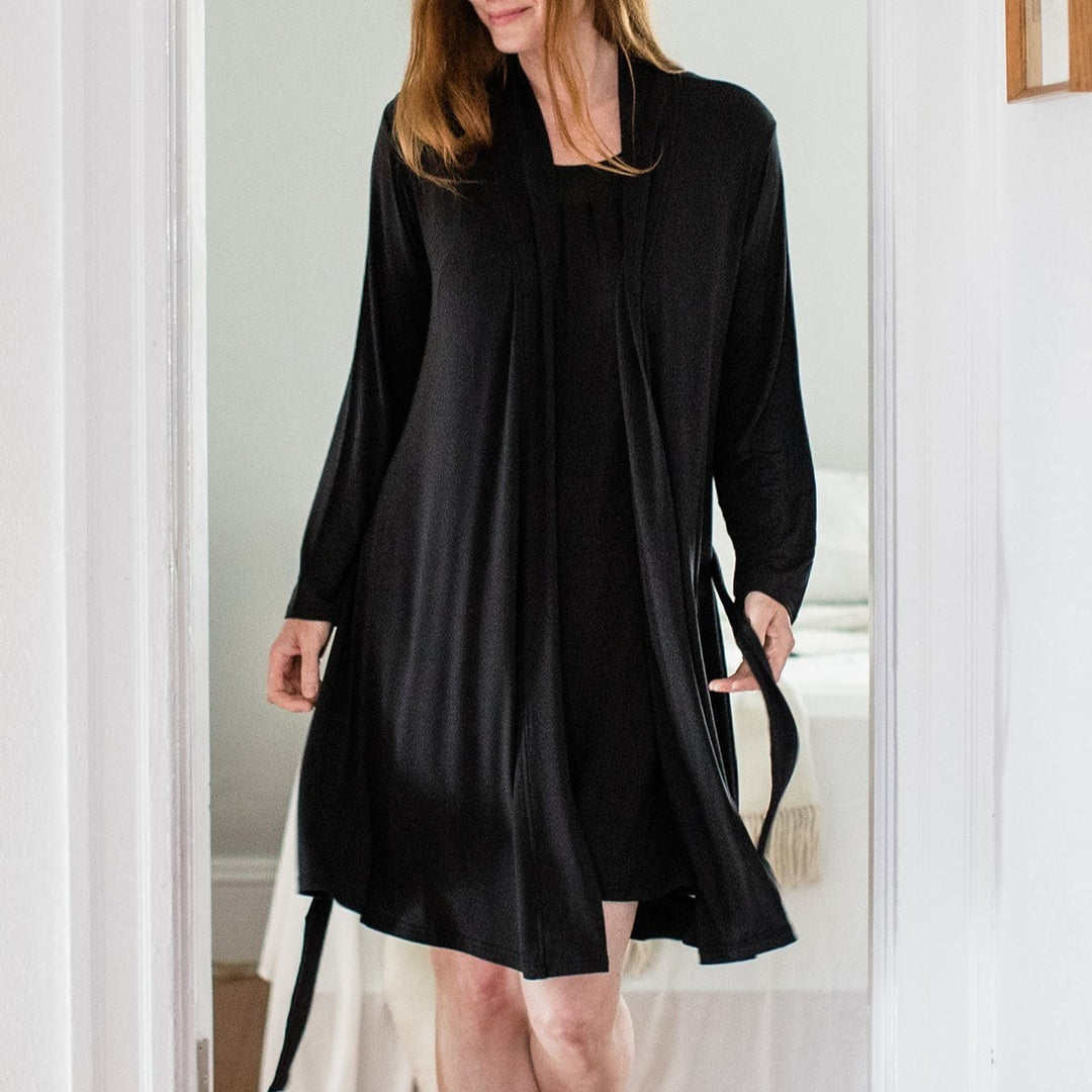 Serenity Long Sleeve Short Belted Bamboo Robe