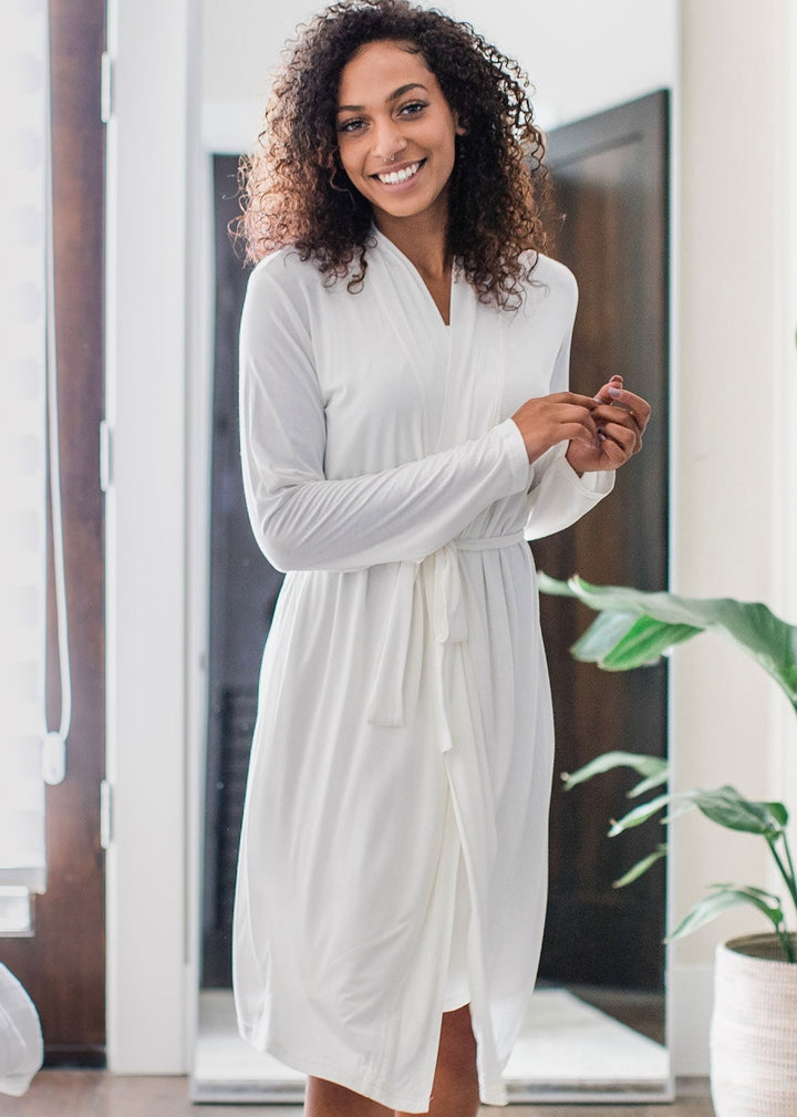 Serenity Long Sleeve Short Belted Bamboo Robe