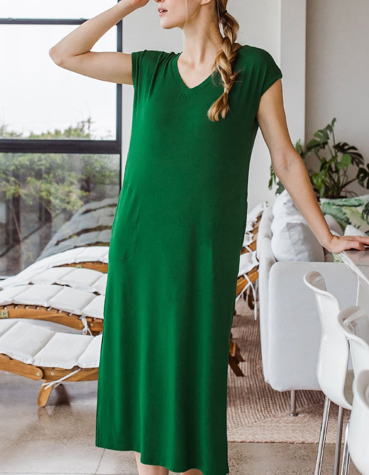 Sloane V-Neck Cap Sleeve Bamboo Maxi Dress