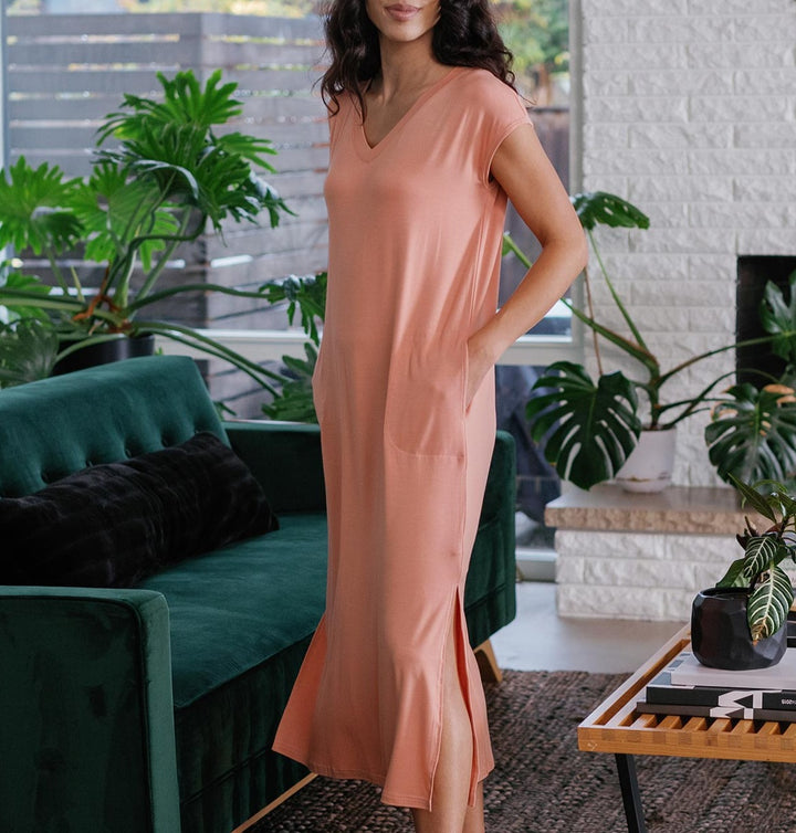 Sloane V-Neck Cap Sleeve Bamboo Maxi Dress