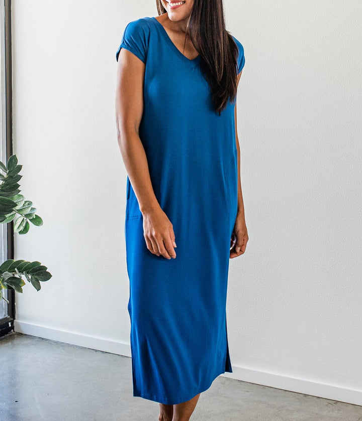 Sloane V-Neck Cap Sleeve Bamboo Maxi Dress