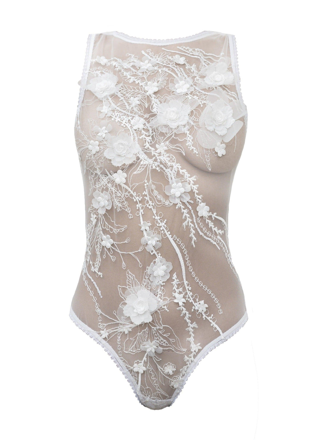 Amber 3D Flower Embroidered Bodysuit