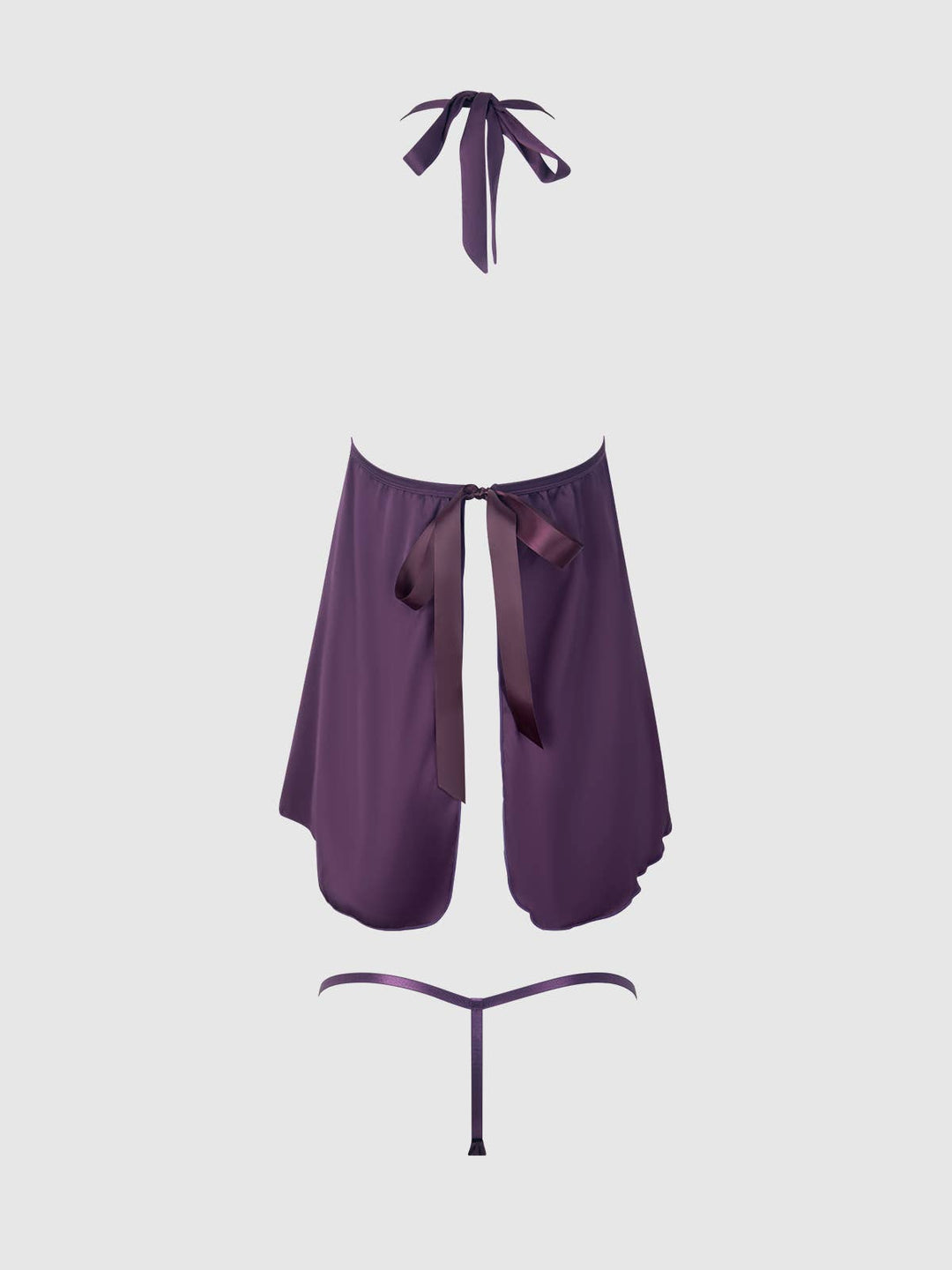 Purple babydoll  set on a light gray background