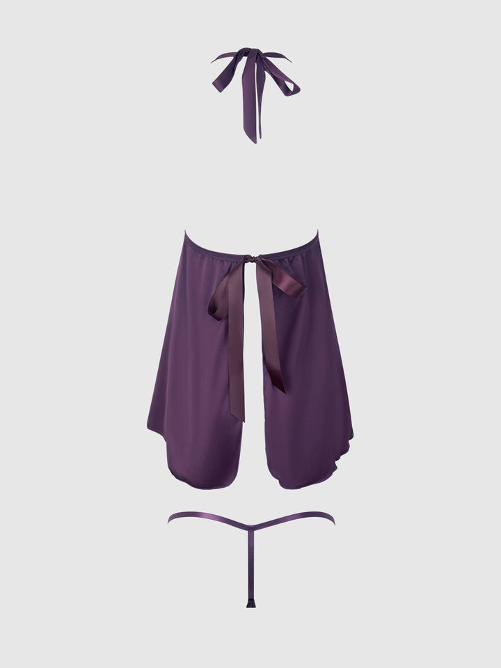 Purple babydoll  set on a light gray background