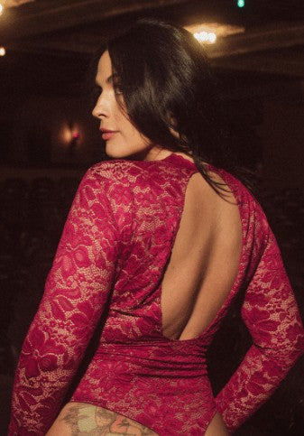 Long Sleeve Lace Bodysuit | Boysenberry