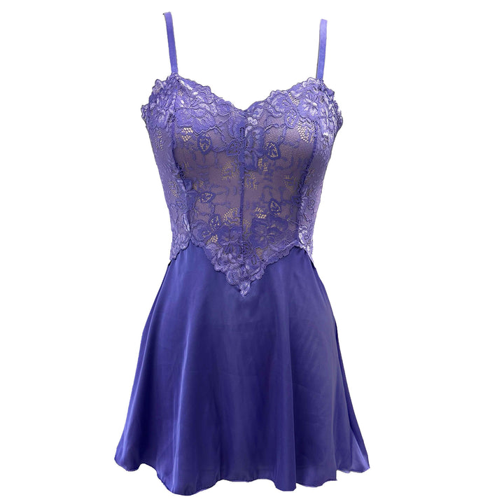 Hydrangea Satin and Lace Short Nightie