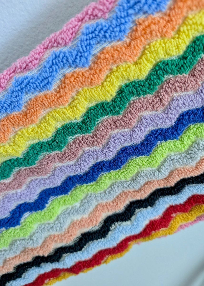 Limited Edition Rainbow Ripple – Colorful Turkish Cotton Robe with Zigzag Design