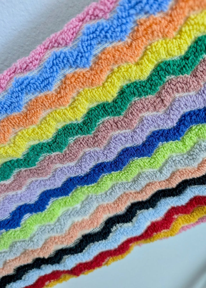 Limited Edition Rainbow Ripple – Colorful Turkish Cotton Robe with Zigzag Design